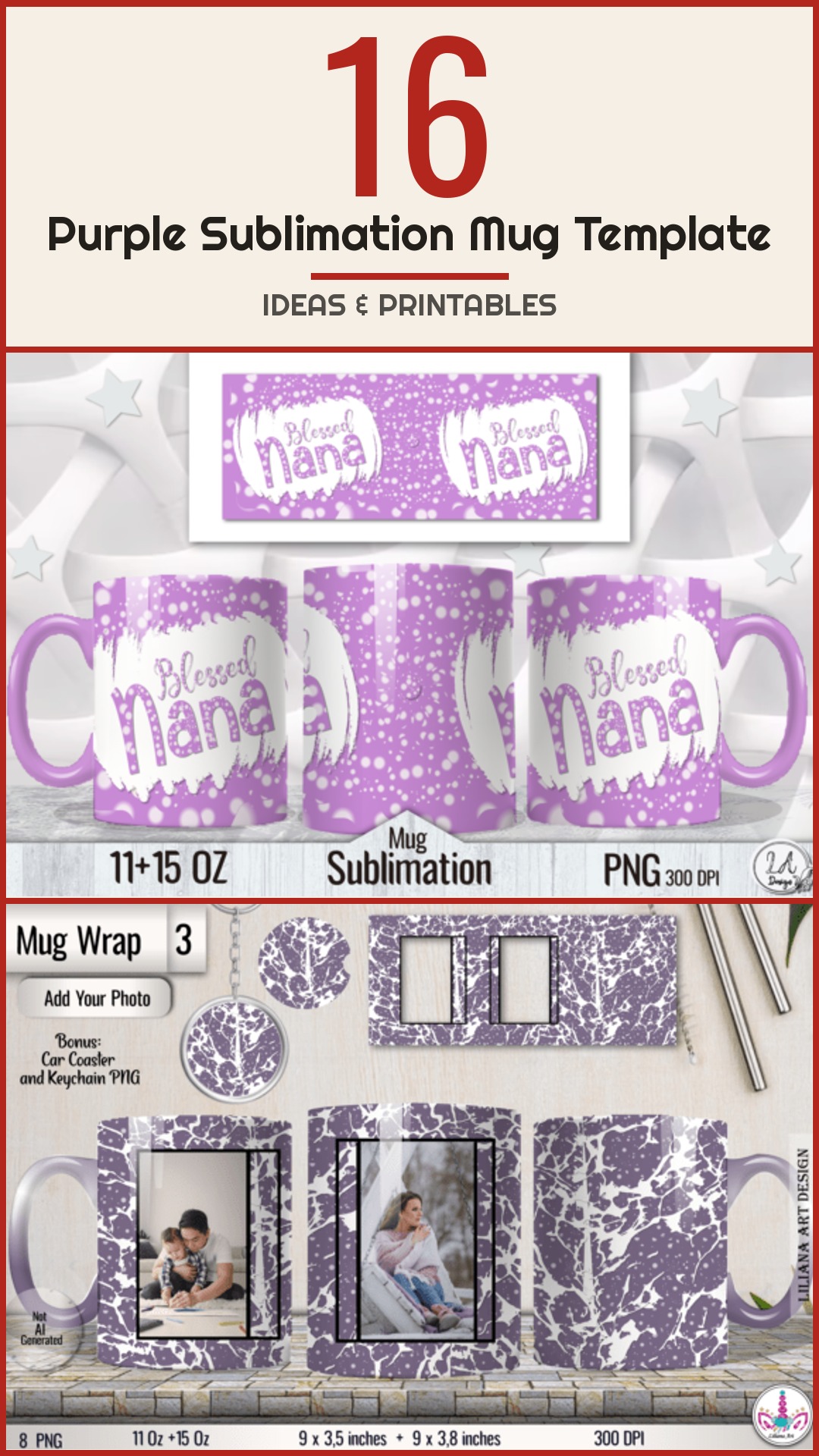 16 Purple Sublimation Mug Template